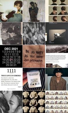 a collage of photos with people and numbers on them in black and white colors