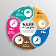 business info graphics with four options in the center