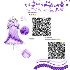 a purple dress is shown with qr - code for the image and description below it