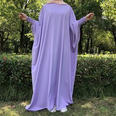 Purple Abaya Hijab Outfit, Purple Floor-length Abaya, Purple Abaya, Simple Abaya Designs, Butterfly Abaya, Simple Abaya, Muslim Women Clothing, Prom Couples, Abaya Style