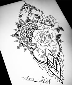 a tattoo design with roses on it