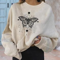 Butterfly Collection, Beige Pullover, Loose Hoodie, Tunic Sweatshirt, Loose Top, Loose Sweater, Workout Sweatshirt, Beige Sweater, Women Hoodies Sweatshirts