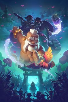 clash royale game poster with an image of a man on top of a giant bird