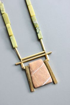 22” geometric necklace with jasper and brass. 1 inch extender. Contemporary Necklace, Designer Handmade Jewellery, Unusual Jewelry, Geometric Necklace, Contemporary Jewellery, Multi Strand Necklace, Designer Jewelry, Multi Strand, Jewelry Inspiration