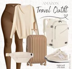 Need a cute airport outfit for your fall trip? This comfy travel outfit idea features leggings and a stylish sweater to keep you warm and on-trend for the season. Find more trendy airport fits to inspire your next autumn adventure. Check out more outfit ideas! Fall Airport Outfit, Perfect Travel Outfit, Travel Airport, Outfit For Fall