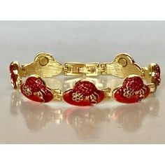 Awesome Red Ladies Hats with Gold Daisy Nice Heavy Bracelet Gold Tone Magnetic Bracelet Magnets in most Hats Women or Men Great Gift For Birthdays, Anniversaries,  Baby Showers, Wedding Favorites,  Valentine's, Christmas, Or Just Because You  Love Red Hats Check out my other items! SOLD AS A MEDICAL DEVICE ALL ITEMS SHIPPED WITH DELIVERY CONFIRMATION THIS IS COSTUME JEWELRY  PLEASE TREAT WITH CARE AND IT WILL  LAST A NICE LONG TIME ENJOY WEARING IT This bracelet is for fashion only and is not intended to be worn  while swimming or showering.. THANK YOU FOR LOOKING   ** 3 day or less Shipping Disclaimer : Magnetic items are not intended for people with a pacemaker Ladies Hats, Hats Women, Bracelet Women, Medical Device, Magnetic Bracelet, Red Hats, Bracelet Gold, Baby Showers, Womens Bracelets