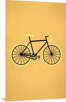 a black and yellow bicycle is shown against a light brown background with the words bike on it