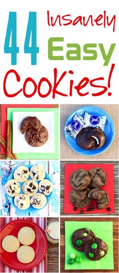 four different pictures with the words, 4 easy and fun ways to make these cookies