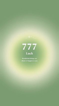 a green and white poster with the words 777 luck