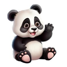 a cartoon panda bear sitting on the ground