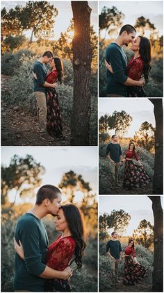 a man and woman standing next to each other under a tree