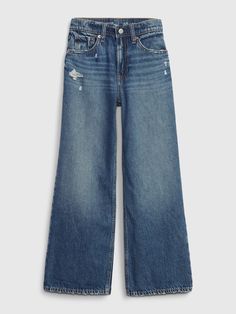 This denim is made with 5% recycled cotton.  Less waste in the world.  More great denim for you.  Authentic, no stretch denim jeans.  Button at center Stride Jeans, School Ootd, Kids Denim Jeans, Faux Snap, Roblox Clothes, Old Navy Kids, School Clothes, Girl's Back, Jean Trends