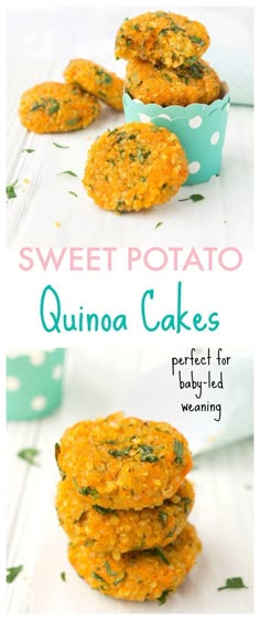 sweet potato quinoa cakes are perfect for baby - led weanings