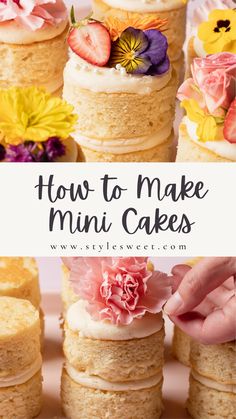 how to make mini cakes with flowers on top