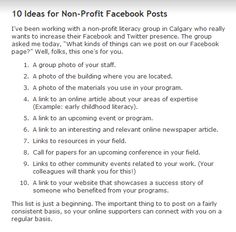 the top ten facebook posts for non - proffit facebook users to follow on