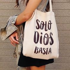 Totes Ideas, Christian Tote Bags, Canvas Bag Design, Bible Bag, Blue Suit Wedding, Gods Girl, Good Day Quotes, Christian Clothing, T Shirts With Sayings