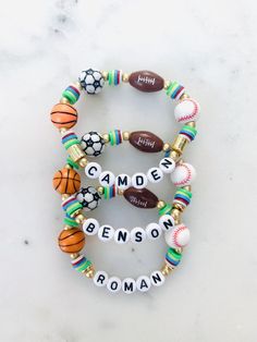 Custom name/team bracelet Superhero Bracelets, Soccer Bracelet, Basketball Bracelet, Boy Bracelet, Team Bracelets, Baseball Bracelet, Football Bracelet, Boys Bracelets, Bride Bracelet