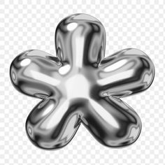 a silver flower shaped object on a transparent background