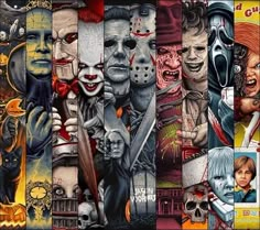 a collage of images with different faces and body parts, including clowns, cats, dogs, and people