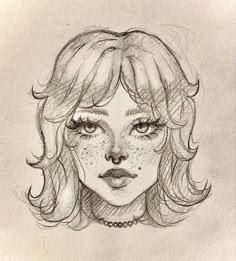 a drawing of a girl with freckles on her face