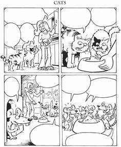 a comic strip with cats talking to each other