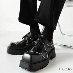 Lasaky - Elevated Heel Boost Casual Leather Derby Shoes with Thick Soles and Square Toe Design Casual Leather Shoes With Round Toe For Party, Synthetic Low-top Platform Leather Shoes, Low-top Synthetic Leather Platform Shoes, Ankle-high Platform Leather Shoes, Synthetic Closed Toe Platform Lace-up Shoes, Leather Lace-up Heels With Metal Feet, Men's British Style, Men Shoes Formal, Shoes Trendy