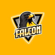 the falcon logo on a yellow background