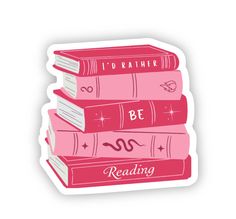 a stack of pink books with the words i'd rather be reading on them