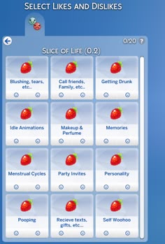 the screenshot shows different types of fruit and drinks, including oranges, strawberries,