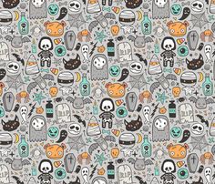 halloween themed wallpaper with skulls and cats