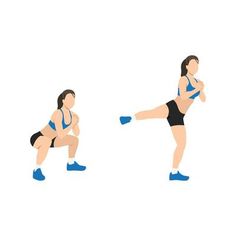 a woman doing squats with one leg up and the other on her knees down