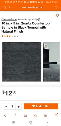 the home depot website is showing an image of black marble countertops and other items