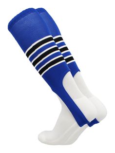 Product Features High quality: 100% Nylon Made in USA Sold in pairs; White under stirrup socks (sanitary) sold separately Durable Construction; Medium Weight Stirrup cut length: 7" Product Description The striped TCK Sports 7-inch stirrups are premium quality and made in USA. They feature durable construction, with a double welt top to help keep the stirrups up. Perfect for Little League, ASA, Travel Ball, Babe Ruth, High School, or Adult Rec Uniforms. The cut is 7" on both sizes, and come in 2 Softball Uniforms, Baseball Socks, Black Neon, Columbia Blue, Striped Socks, Stirrups, Blue White And Black, Athletic Socks, Team Gifts