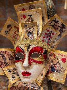 Original Venetian papier-mache mask made entirely by hand and hand decorated with acrylic colors and gold leaf You can wear it through laces or hang in the house All our masks are handmade by our staff (me, my wife and our collaborators) in our atelier in Venice. The masks are all made of paperweight and are made using ancient techniques from the 1300s They are decorated with acrylic colors, gold leaf, silver leaf, trifies, lace and Swarovski crystals so as to make them more valuable. We are a s Venetian Masks Art, Jester Mask, Joker Mask, Venice Mask, Venetian Masquerade Masks, Venetian Carnival Masks, Mask Dance, Theatre Masks, Carnival Of Venice