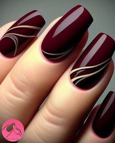 Burgundy Acrylic Nails, Manicure Nail Designs, September Nails, November Nails, Pretty Nail Art Designs, Black Nail, Neutral Nails, Elegant Nails