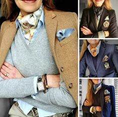 Cravat Women Outfit, Conservative Outfits, Elegant Outfit Classy, How To Wear Scarves, Blazer Outfits, 가을 패션, Fashion Over 50, Mode Inspiration, Elegant Outfit