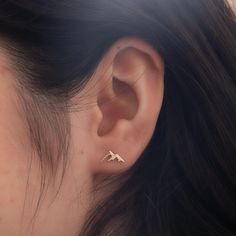 14K 18K Real Solid Gold Mountain Studs Earrings, Minimalist Earring, Hiking Jewelry, Tiny Mountain Earrings, Birthday Gifts for Her, - Etsy Minimalist 14k Gold Ear Climbers As Gift, Minimalist Yellow Gold Ear Climbers For Gift, Mountain Earring, Hiking Jewelry, Gold Mountain, Granola Girl Aesthetic, Mountain Earrings, Minimalist Earring, Granola Girl