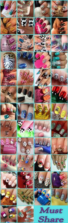 Nail Art Designs For Beginners:Go easy on yourself and start with these easy nail art designs for beginners. So all set to get started? Fantastic Nails, Unghie Nail Art, Animal Nails, Simple Nail Art Designs, I Love Nails, Nail Polish Designs, Cute Nail Art, Cool Ideas, Manicure Y Pedicure