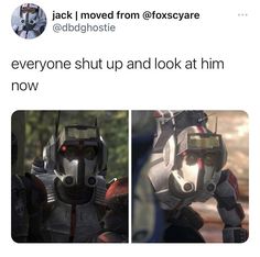 the meme has two pictures of an ant - man suit and another one with text that reads, everyone shut up and look at him now