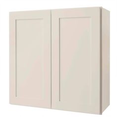 a white wall cabinet with two doors