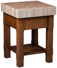 a small wooden table with one drawer on the side