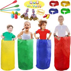 PRICES MAY VARY. FOR 4-8 PLAYERS. Our outdoor lawn game set includes 4 colorful Potato Sack Race Bags, perfect size 39.3" x 25.9" for Kids & Adults. 4 Wooden Egg & Spoon Race Game Sets for training kid's balance ability. 4 pcs 3 Legged Relay Race with elastic tie rope adjustable, and with EXTRA BOBUS - 10 Plastic Gold Medals &2 Whistles. UPGRADED POTATO SACK BAG. The Sacks made of high-quality durable Oxford Fabric, Say goodbye to traditional Burlap Bags, and solve the problems of odor, fluffing Stuff To Do Outside, Egg Spoon Race, Camp Olympics, Potato Sack Race, Field Day Ideas, Potato Sack Races, Olympic Theme Party, Field Day Games, Egg And Spoon Race