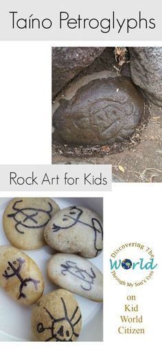 rock art for kids with the words taino petroglyphs written on them