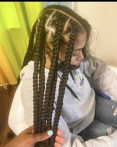 Braids For Black Women Jumbo Knotless, Jumbo Hairstyles For Black Women, Long Jumbo Knotless Braids, Jumbo Knotless Box Braids, Jumbo Cornrows, Jumbo Knotless, Black Hair Updo Hairstyles, Jumbo Box Braids