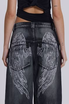 Black Wing Low Rise Colossus Jeans | Jaded London Black Ethereal, Bleach Jeans Diy, Diy Grunge Clothes, Jaded London Jeans, Bleached Jeans, Light Colours, Bleached Denim