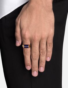 There are two sides to every story, as the Duo Lapis Ring reminds us. Cleanly divided by a gold vermeil line that parallels the line of your finger, the blue lapis stone's smooth finish features two equally polished sides that result in one effortlessly cool look. Two Sides To Every Story, Gold Pinky Ring, Summer Style Guide, The Duo, Lapis Ring, Black Onyx Stone, Onyx Ring, Onyx Stone, Pinky Ring