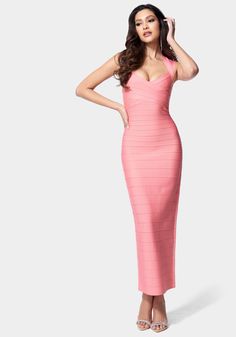 Luxe Bandage Sweetheart Neck Gown | bebe White Dress Accessories, Pink Bandage Dress, Bandage Dress Bodycon, Exposed Zipper, Fancy Outfits, Sweetheart Neck, Zipper Detail, Bandage Dress, Yellow Dress