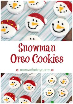 snowman oreo cookies with frosting on top and the words, how to make them