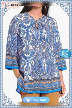 Paisley V Neck Casual Loose Blouse Spring Beach Tie Neck Tops, Spring Tie Neck Top For Beach, Summer Printed Tie Neck Tops, Printed Tie Neck Tops For Summer, Casual Viscose Tunic Top, Casual Viscose Top With Split Neck, Fall Vacation Blouse With Split Neck, Fall Beach Tops With Split Neck, Split Neck Blouse For Fall Vacation