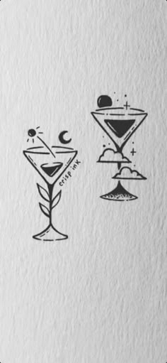 three cocktail glasses on top of each other